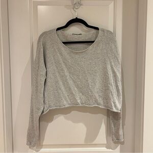 Brandy Melville Gray Women's Cropped Long Sleeve Top